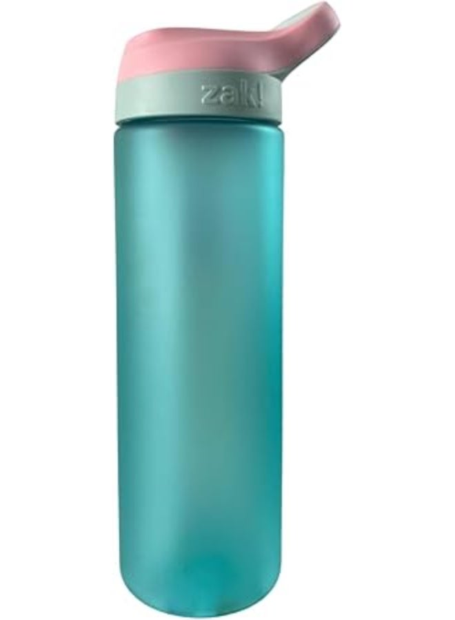 زجاجة مياه وعصير متينة 800 مل، زجاجة رياضية بلاستيكية خالية من BPA مع مقبض مانعة للتسرب، زجاجة شرب محمولة لصالة الالعاب الرياضية والسفر في الهواء الطلق والمدرسة والمكتب (ازرق وغطاء بينك) - Image 1