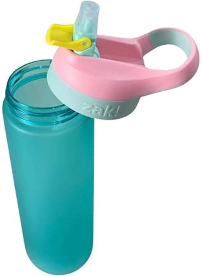 زجاجة مياه وعصير متينة 800 مل، زجاجة رياضية بلاستيكية خالية من BPA مع مقبض مانعة للتسرب، زجاجة شرب محمولة لصالة الالعاب الرياضية والسفر في الهواء الطلق والمدرسة والمكتب (ازرق وغطاء بينك) - Image 5