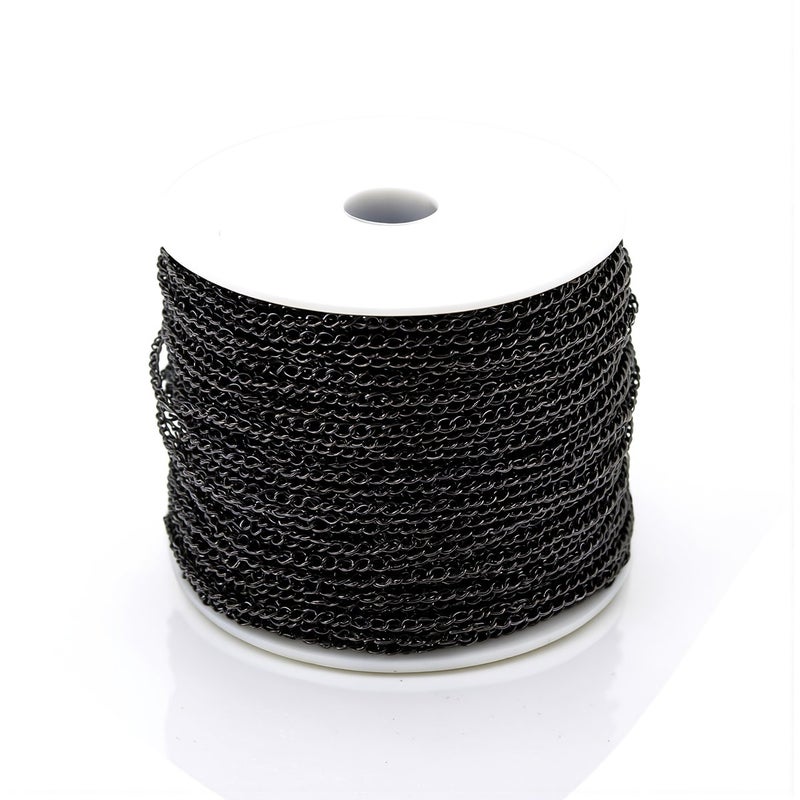 No Tangle Silver Cable Chain 3x2mm Spool Beginner Friendly Craft Making Supply - Image 1