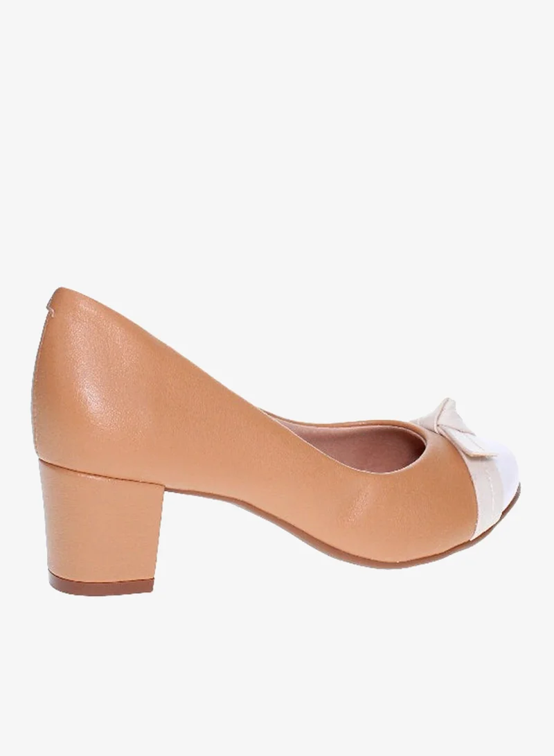 Beira Rio Ladies Mid Heel Shoes Beige | Made In Brazil