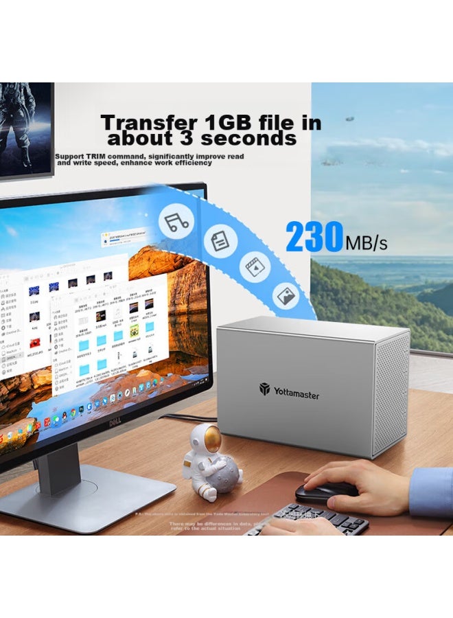 Yottamaster Hard Drive Enclosure, 5-bay Hard Drive Cabinet Without Raid, Compatible With 2.5/3.5-inch Mechanical And Solid-state Drives, Sata Interface, External Storage Enclosure For Laptops And Desktop Computers - Image 2