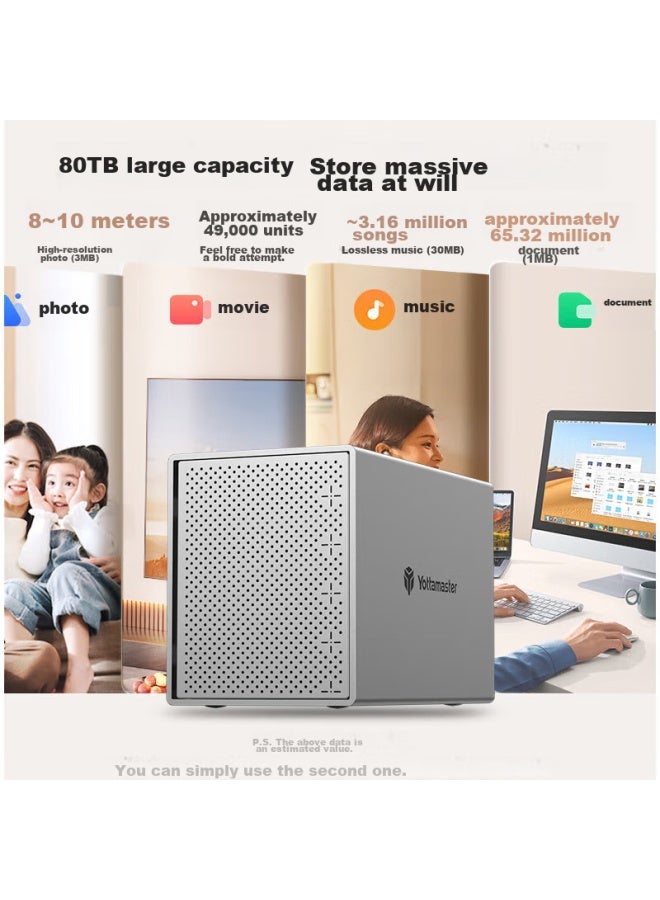 Yottamaster Hard Drive Enclosure, 5-bay Hard Drive Cabinet Without Raid, Compatible With 2.5/3.5-inch Mechanical And Solid-state Drives, Sata Interface, External Storage Enclosure For Laptops And Desktop Computers - Image 3