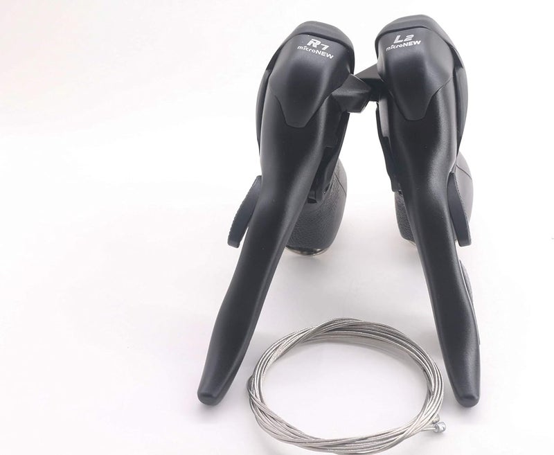Micronew SB-R472 Double 2X7 Speed Road Bike Shifter Brake Levers for Shimano 2 x 7 Speed Drop Bar Shifters Black Pair - Image 2