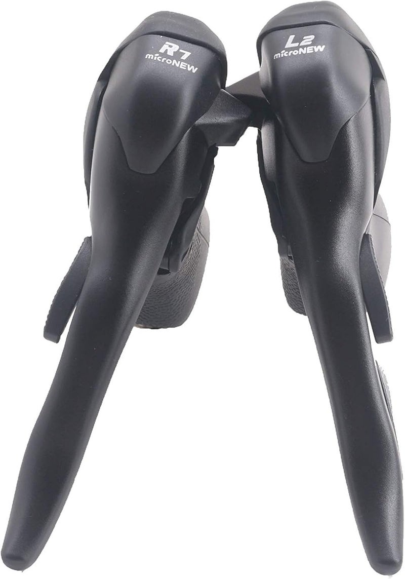 Micronew SB-R472 Double 2X7 Speed Road Bike Shifter Brake Levers for Shimano 2 x 7 Speed Drop Bar Shifters Black Pair - Image 1