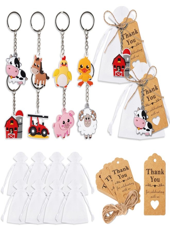 وولاين مجموعة هدايا حفلات استقبال المولود من والين، 73 قطعة، تتضمن سلاسل مفاتيح على شكل حيوانات المزرعة، وبطاقات شكر من ورق الكرافت، وأكياس أورجانزا بيضاء مع حبل، وسلاسل مفاتيح لطيفة على شكل حيوانات، مثالية لحفلات أعياد ميلاد الأطفال، وحفلات بطابع المزرعة، 24 مجموعة. - Image 1