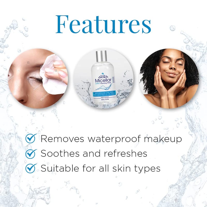 Body Drench 3-in-1 Micellar Water Makeup Remover, Facial Cleanser & Hydrating Water for Sensitive Skin, Eye Makeup Remover, 8.5 fl oz - Image 4