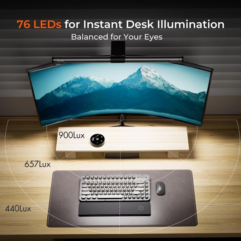 Monitor Light Bar with Remote Eye-Care No-Glare LED Light Bar for Curved Flat Monitors Adjustable Brightness Color Temperature Space-Saving Desk Lamp for Home Office, Reading, Gaming, Study - Image 2