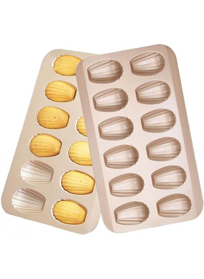 Arabest 2 PCS Madeleine Pan, 12-Cup Nonstick Shell Shape Baking Cake Mold Jumbo Muffin,Bakeware Bread Pan, Sheet Pans for Cooking Nonstick,15.5 Inch Baking Pan Loaf  - Image 1