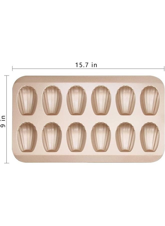 2 PCS Madeleine Pan, 12-Cup Nonstick Shell Shape Baking Cake Mold Jumbo Muffin,Bakeware Bread Pan, Sheet Pans for Cooking Nonstick,15.5 Inch Baking Pan Loaf