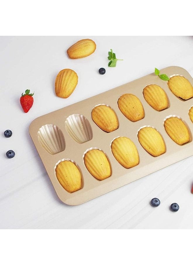 Arabest 2 PCS Madeleine Pan, 12-Cup Nonstick Shell Shape Baking Cake Mold Jumbo Muffin,Bakeware Bread Pan, Sheet Pans for Cooking Nonstick,15.5 Inch Baking Pan Loaf  - Image 4