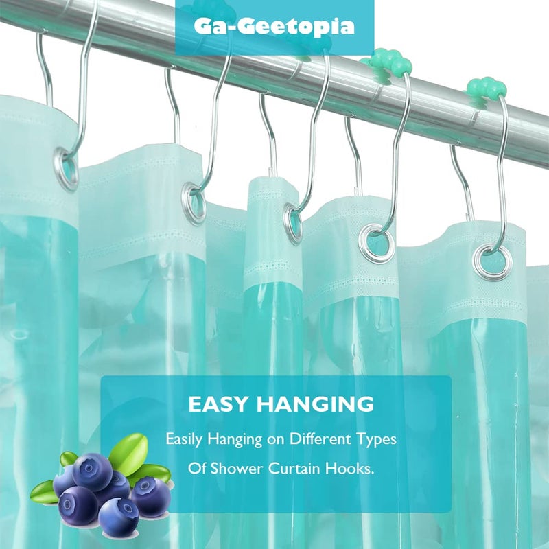 Ga-Geetopia EVA 3D Teal Pearl Water Cube Plastic Shower Curtain Liner - Premium Light Weight 72" x 72" Teal Bathroom Shower Showroom Curtain Liner with Rustproof Metal Gromments and Weighted Magnet - Image 5