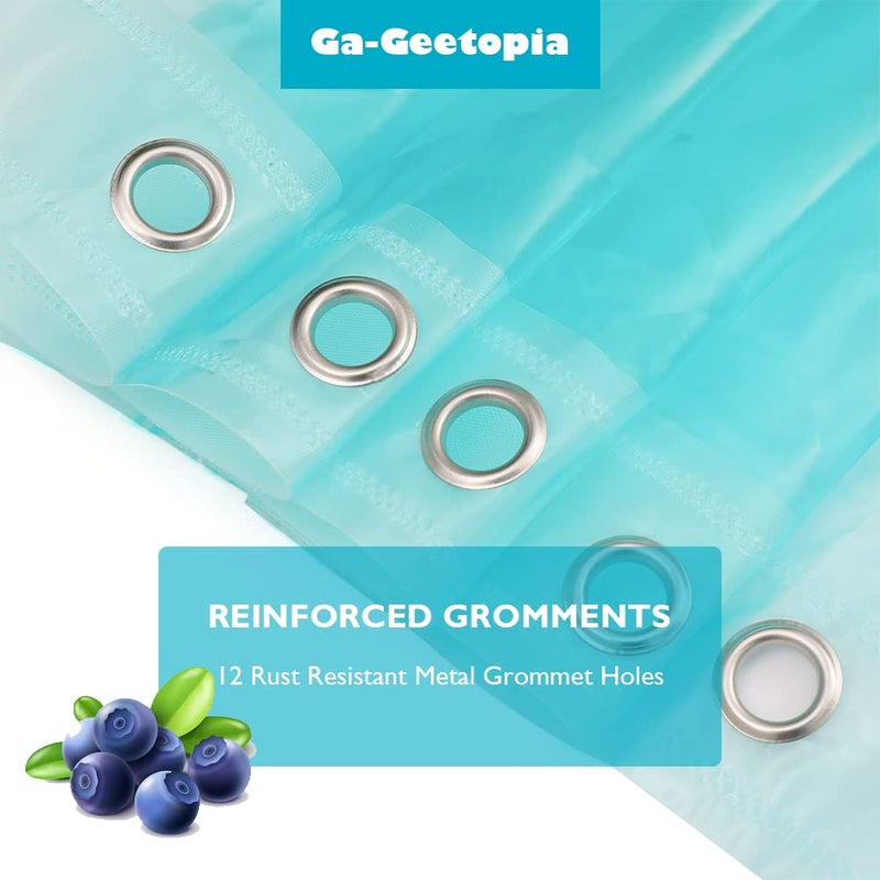 Ga-Geetopia EVA 3D Teal Pearl Water Cube Plastic Shower Curtain Liner - Premium Light Weight 72" x 72" Teal Bathroom Shower Showroom Curtain Liner with Rustproof Metal Gromments and Weighted Magnet - Image 2