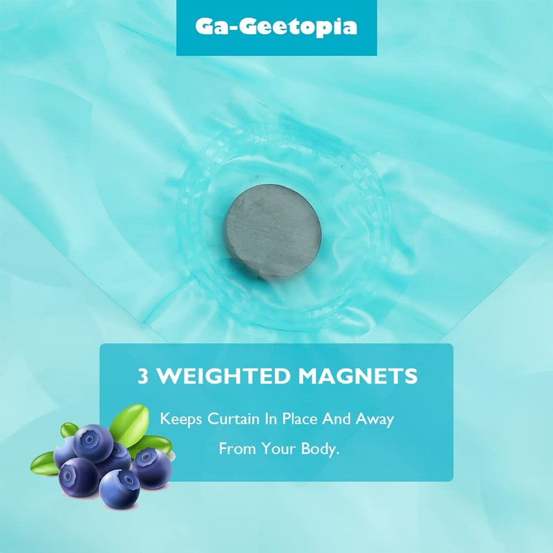 Ga-Geetopia EVA 3D Teal Pearl Water Cube Plastic Shower Curtain Liner - Premium Light Weight 72" x 72" Teal Bathroom Shower Showroom Curtain Liner with Rustproof Metal Gromments and Weighted Magnet - Image 3