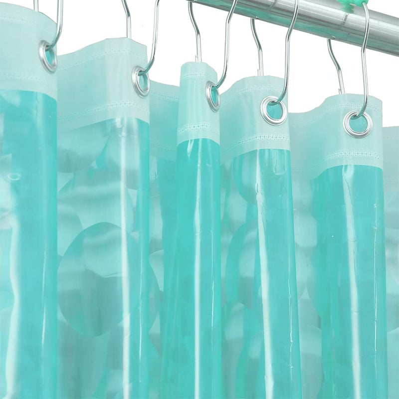 Ga-Geetopia EVA 3D Teal Pearl Water Cube Plastic Shower Curtain Liner - Premium Light Weight 72" x 72" Teal Bathroom Shower Showroom Curtain Liner with Rustproof Metal Gromments and Weighted Magnet - Image 1