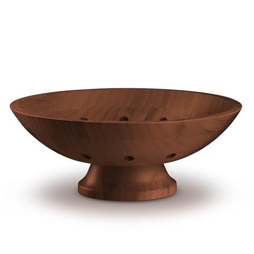 Bambüsi Fruit Bowl - 11" Large Brown Wooden Pedestal Bowl for Kitchen Counter & Dining Table Centerpiece, Premium Bamboo Wood Fruit Basket & Banana Holder for Fresh Produce, Bread & Home Decor - Image 4
