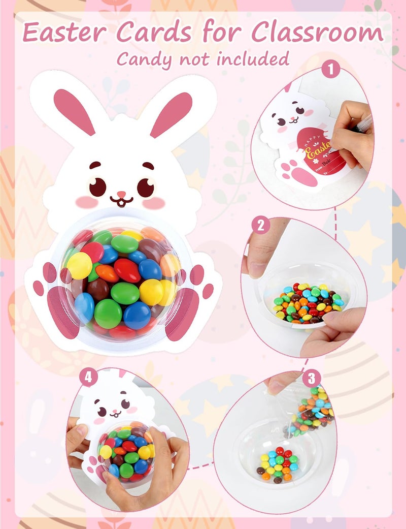 bomis 24 Pack Kids Easter Cards for Classroom Exchange - Bubble Gum Machine Design with Round Holders, DIY Bunnies Eggs Chick Candy Cards for School Spring Party Favors, Gifts, Crafts & Rewards (6 Styles) - Image 3
