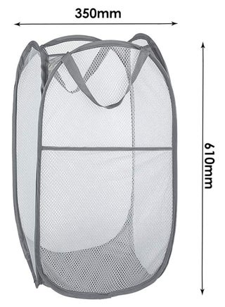 2-Pack Home Laundry Basket, Foldable Storage Basket, Mesh Popup Laundry Basket, Collapsible Clothes Washing Laundry Hamper with Carry Handle, Grey - view 2
