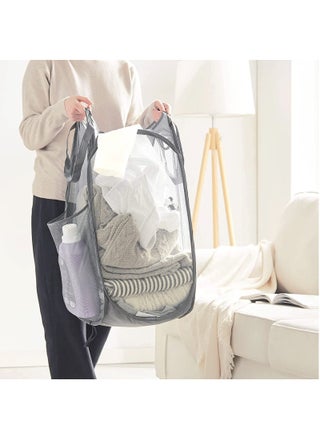 2-Pack Home Laundry Basket, Foldable Storage Basket, Mesh Popup Laundry Basket, Collapsible Clothes Washing Laundry Hamper with Carry Handle, Grey - view 5