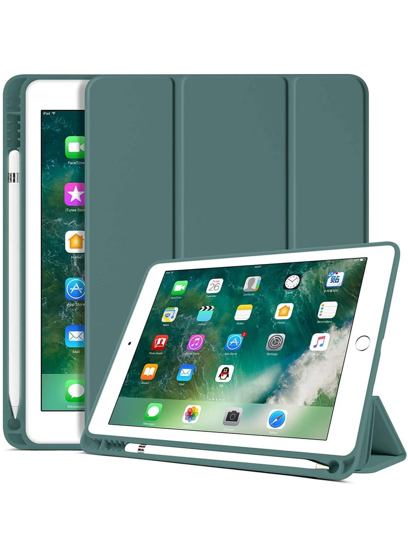 iPad 6th Generation Case, iPad 5th Generation Case with Pencil Holder, Premium Folio Folding Stand Smart Auto Wake/Sleep Protective Tablet Case for Apple iPad 9.7" 2018/2017,Midnight Green - Image 1