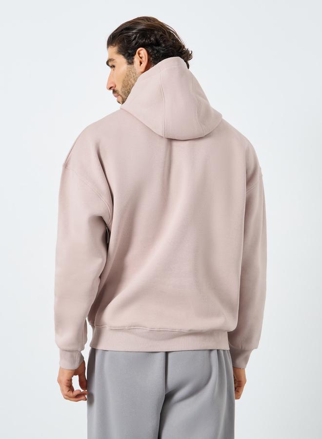 Styli Men Pink Oversized Text Print Fleece Hoodie - Image 5