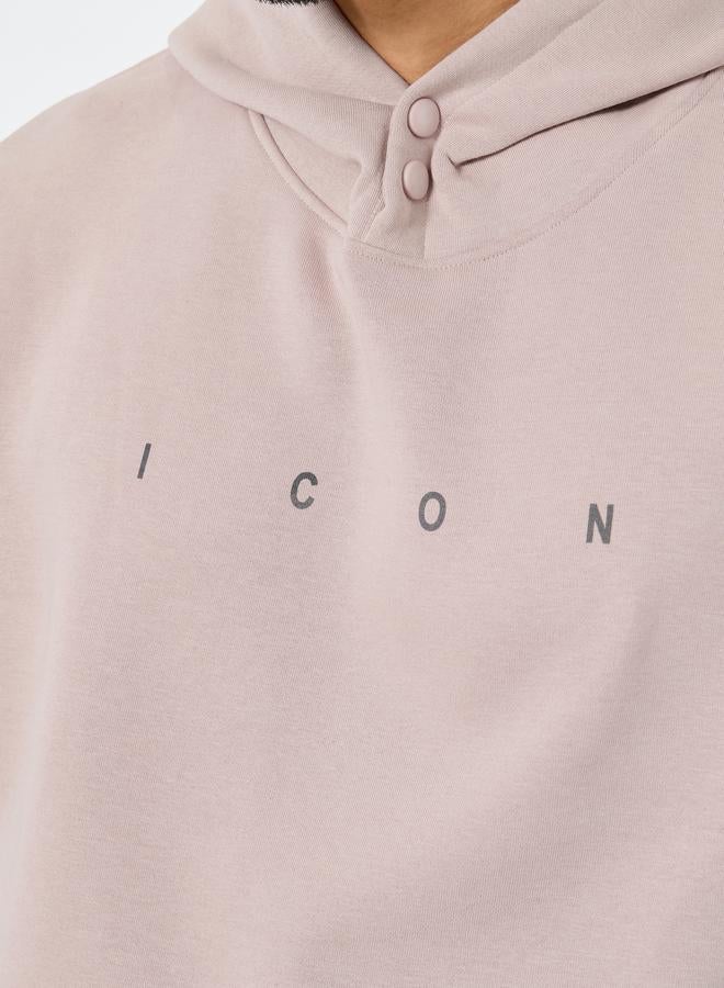 Styli Men Pink Oversized Text Print Fleece Hoodie - Image 4