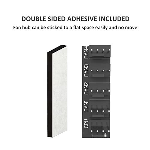 PANO-MOUNTS 2-Pack 4Pin PWM Fan Hub 1 to 5 Ports Splitter Extension Cable for 3-Pin/4-Pin Computer PC Case Cooling Fan (White) - Image 5