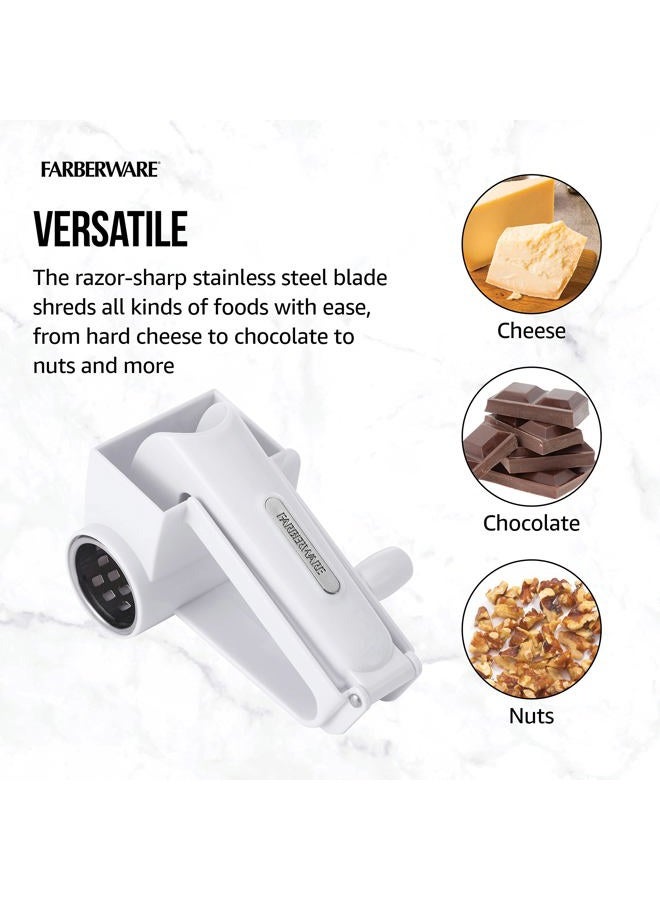 Farberware Professional Rotary Grater with Fine Etched Stainless Steel Drum, 4.33x5.51x3.54 Inch, White - Image 4
