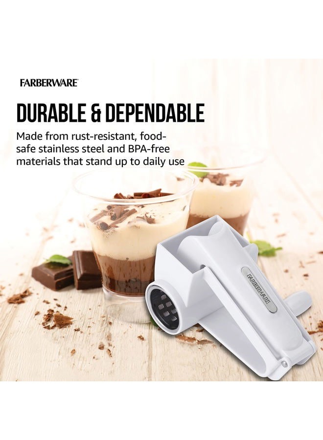 Farberware Professional Rotary Grater with Fine Etched Stainless Steel Drum, 4.33x5.51x3.54 Inch, White - Image 5