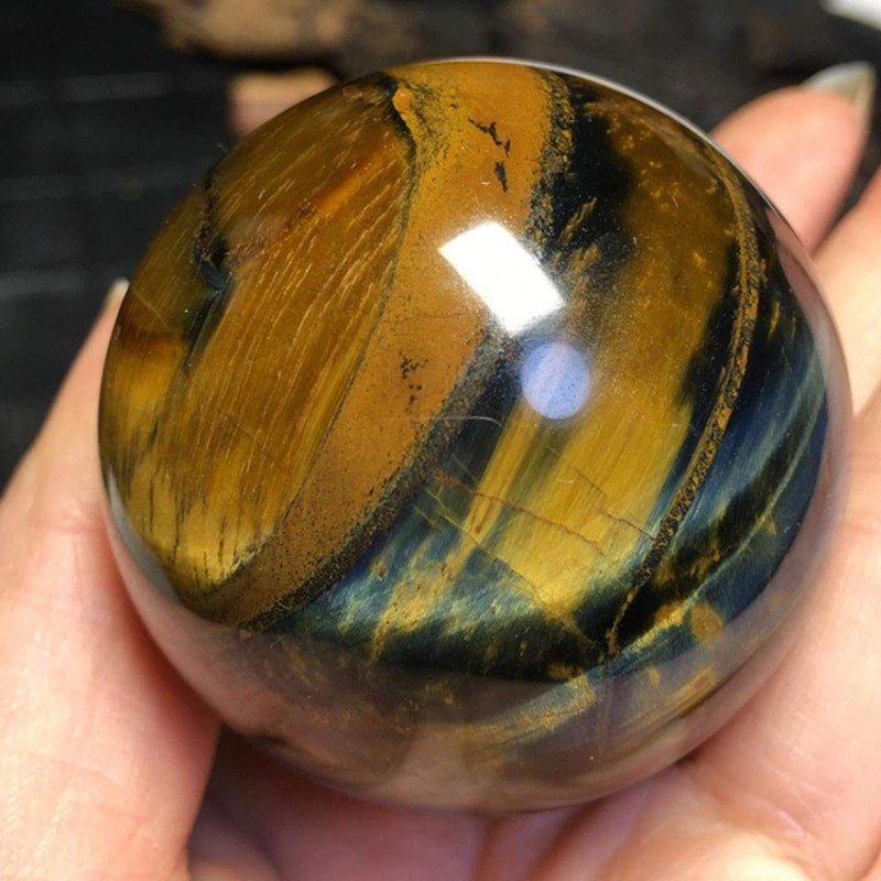 Acxico 1 pcs 3.5cm Natural Blue Tigers Eye Jasper Quartz Sphere Crystal Ball Rock Healing 40g-50g - Image 5