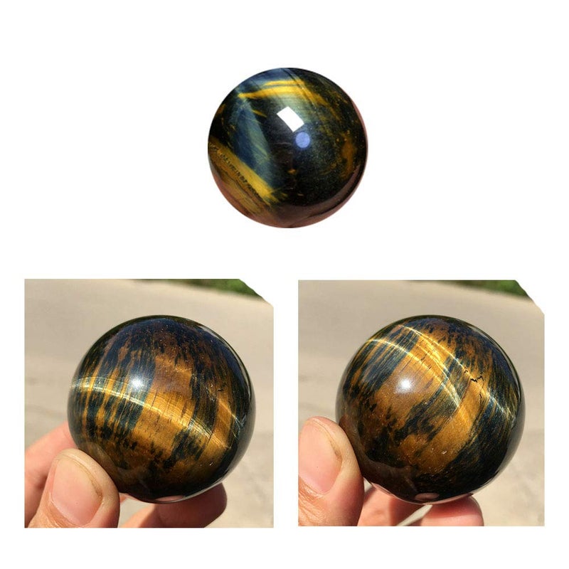 Acxico 1 pcs 3.5cm Natural Blue Tigers Eye Jasper Quartz Sphere Crystal Ball Rock Healing 40g-50g - Image 1