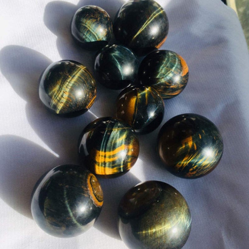 Acxico 1 pcs 3.5cm Natural Blue Tigers Eye Jasper Quartz Sphere Crystal Ball Rock Healing 40g-50g - Image 3