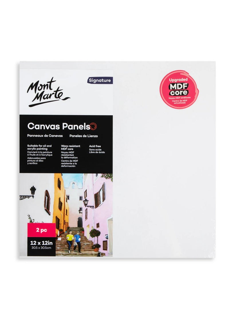 Mont Marte مجموعة لوحات قماشية من قطعتين بحجم 12x12 بوصة - Image 1