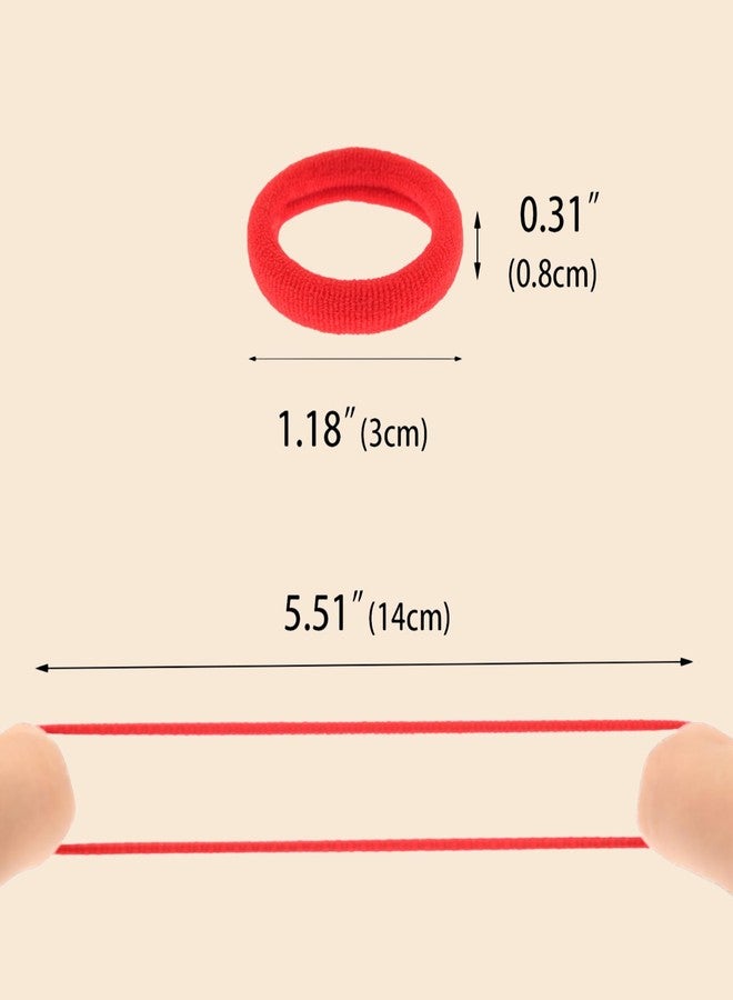 PIDOUDOU 200 Pcs Solid Color Cotton Hair Ties for Women Girls' Elastics Hair Ties Seamless Ponytail Holder (Red) - Image 4