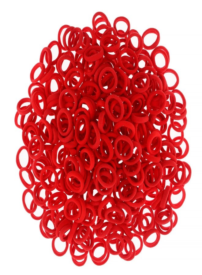 PIDOUDOU 200 Pcs Solid Color Cotton Hair Ties for Women Girls' Elastics Hair Ties Seamless Ponytail Holder (Red) - Image 2