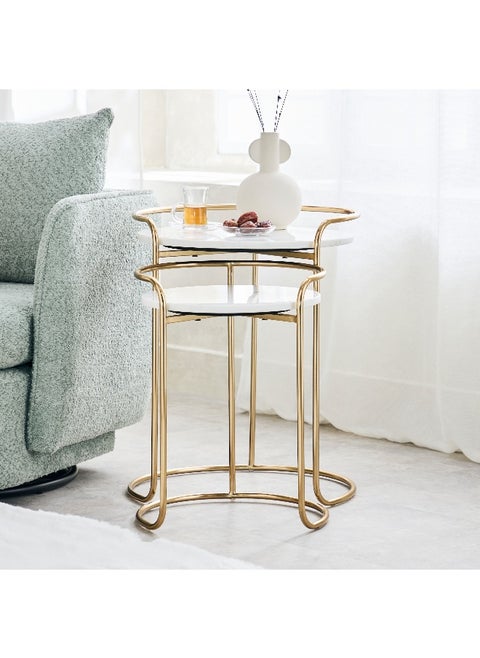Vitara Genuine Marble Top Nest Of Tables - Set Of 2