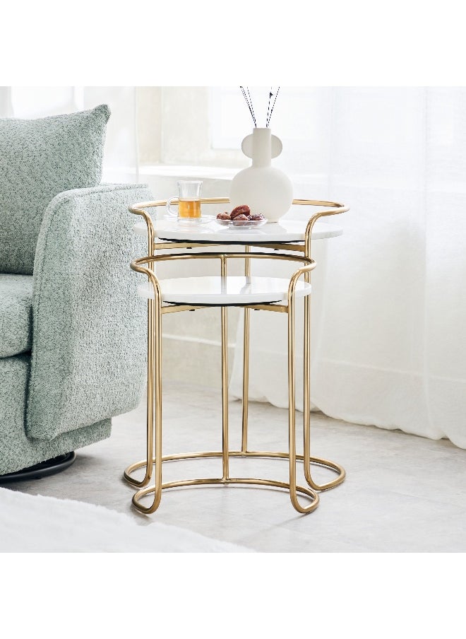 Home Box Vitara Genuine Marble Top Nest Of Tables - Set Of 2  - Image 1