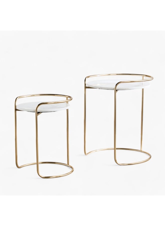 Home Box - Vitara Genuine Marble Top Nest Of Tables - Set Of 2 - Image 1