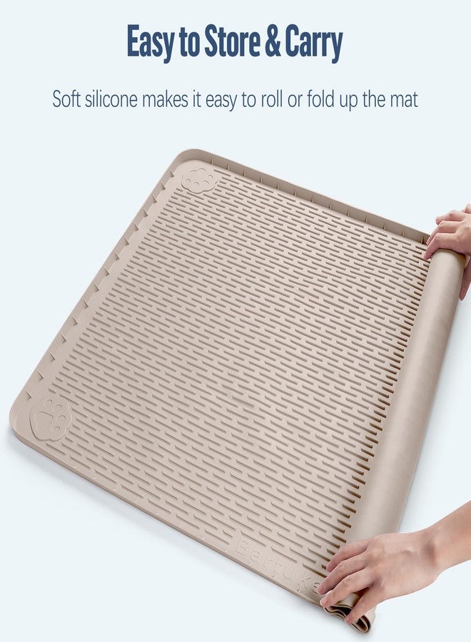 Bartuke Pee Pad Holder for Dogs, 40" x 28" Silicone Pee Tray Mat Leak-Proof, High Edge, No Spill Pet Pad Holder for Puppy, Cat, Rabbit, Training Pads for Floor Protection, No Pee Pads (Khaki) - Image 5