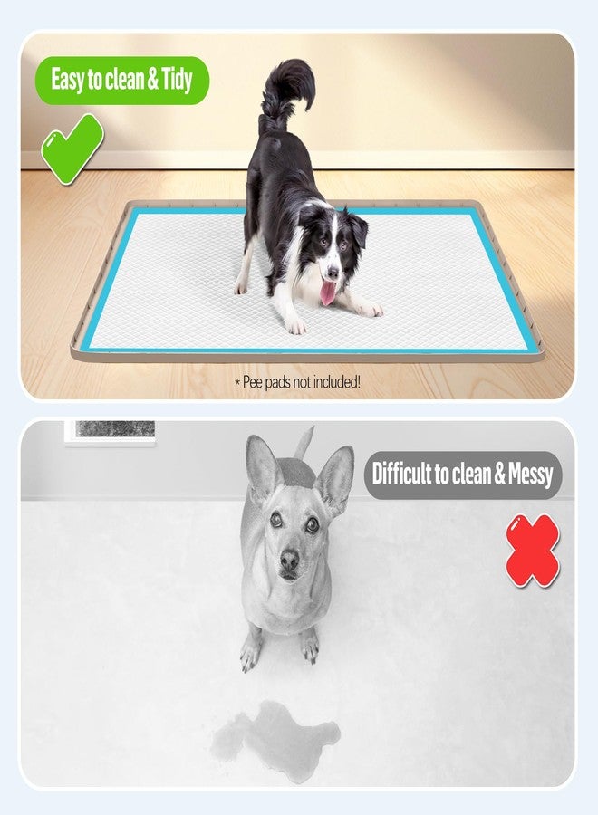 Bartuke Pee Pad Holder for Dogs, 40" x 28" Silicone Pee Tray Mat Leak-Proof, High Edge, No Spill Pet Pad Holder for Puppy, Cat, Rabbit, Training Pads for Floor Protection, No Pee Pads (Khaki) - Image 3