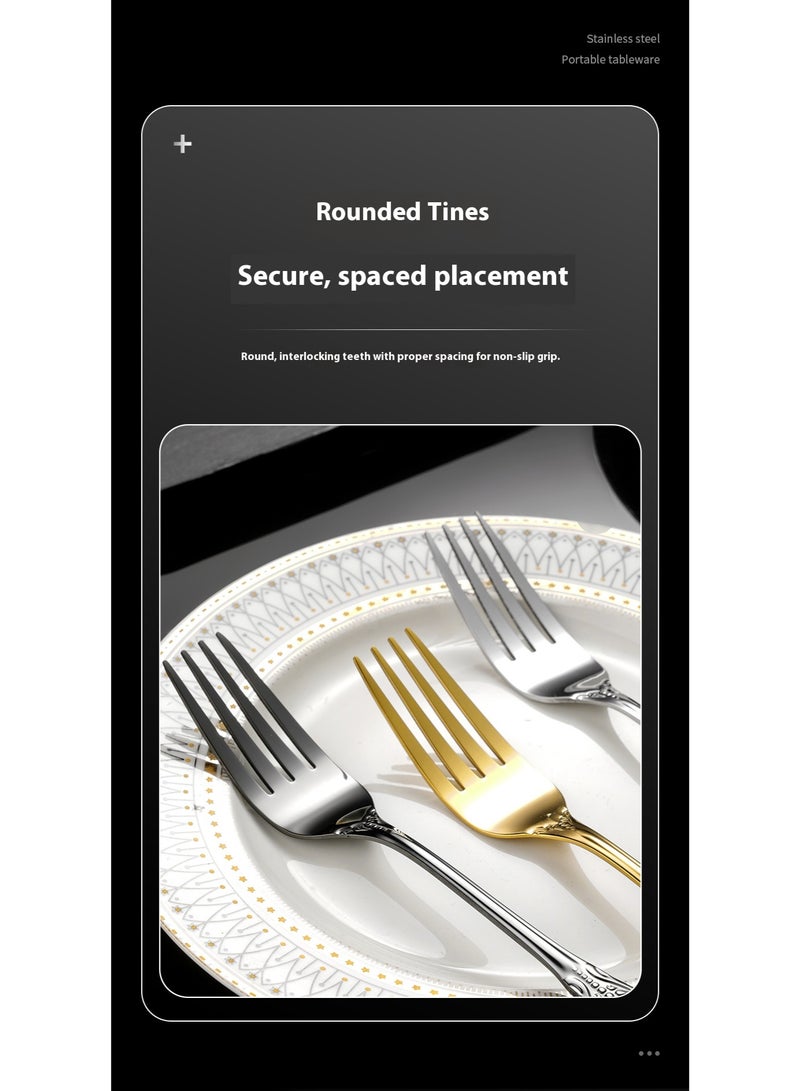 4-Piece Stainless Steel Cutlery Set Stainless Steel Spoon Fork Knife Set Silver - Image 3