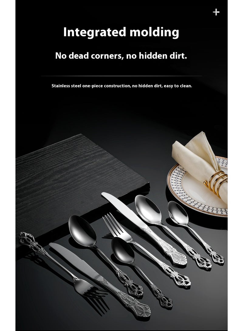 4-Piece Stainless Steel Cutlery Set Stainless Steel Spoon Fork Knife Set Silver - Image 5