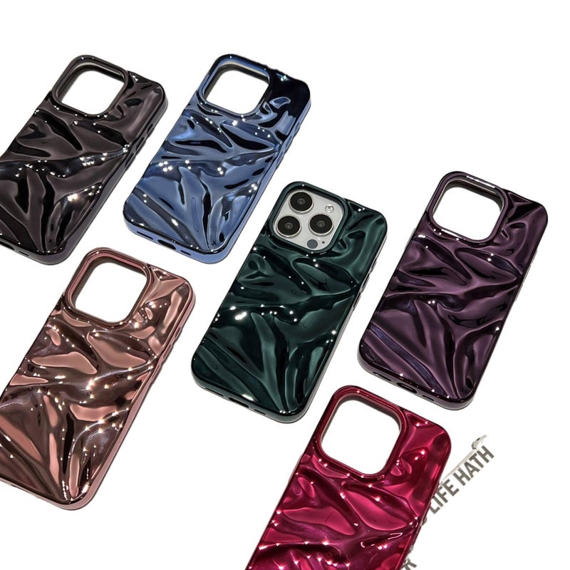 Drop Protection iPhone 16 TPU for 16 Plus 16 Pro 16 Pro Max with Electroplated and 3D Water Ripple Texture in Rose Gold - Image 4