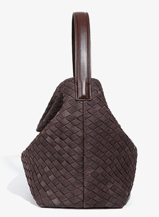 Niction Slouchy Suede Woven Hobo Bags Women Trendy Suede Purse Crossbody Crescent Shoulder Satchel Bag Top Handle Tote Handbag, Dark Grass Green, One size - Image 4