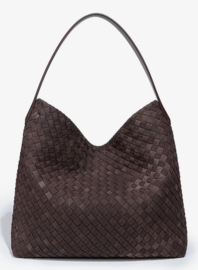 Niction Slouchy Suede Woven Hobo Bags Women Trendy Suede Purse Crossbody Crescent Shoulder Satchel Bag Top Handle Tote Handbag, Dark Grass Green, One size - Image 3