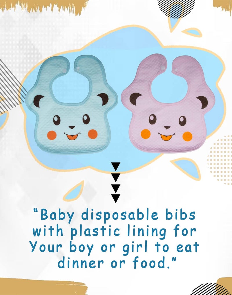BTfash Babies Soft Button Bib for Feeding | Waterproof Bib for New Born | Washable Feeding Aprons for Infants & Toddlers | Reusable, Comfortable & Ideal for Mealtime | Gentle on Skin (Assorted_PO6) - Image 3