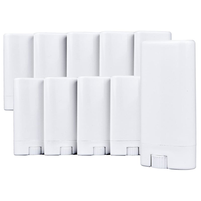 Deodorant Containers 10Pack White 05 Oz 15 ml 20 Writable Stickers Twist Mechanism and Cap Empty Refillable Cosmetic Containers for Homemade Natural Deodorant Lip Balm Soap etc