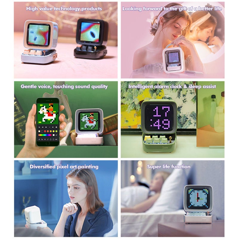 Bluetooth Speaker 10W BT5 0 Pixel LED Dazzle Screen - DIY Pixel Art Creation Smart Alarm Clock for Creative Designs - Image 4