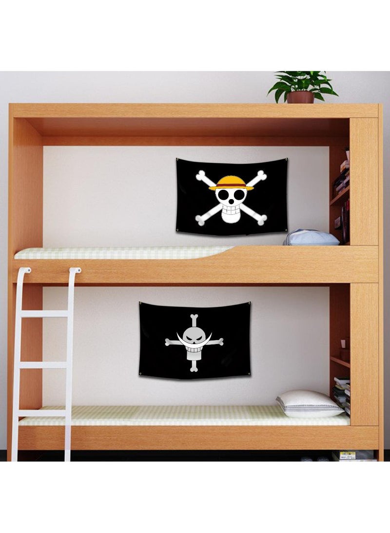 1-Pieces Polyester Flag ONE PIECE Cartoon Flag Design Cosplay Pirate Flag Straw Hat Luffy Print Room Decor with Corners Buckle 60*90cm Black-A26 - Image 3