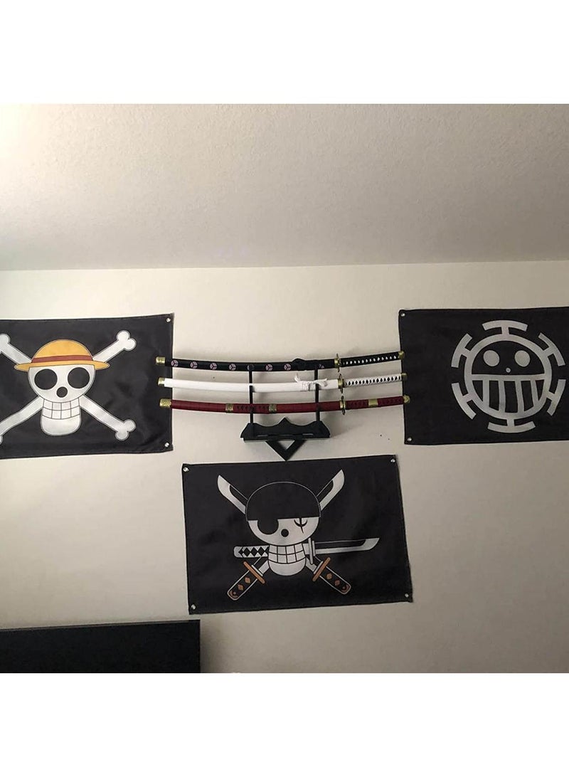 1-Pieces Polyester Flag ONE PIECE Cartoon Flag Design Cosplay Pirate Flag Straw Hat Luffy Print Room Decor with Corners Buckle 60*90cm Black-A26 - Image 2