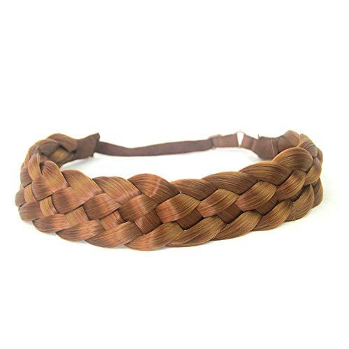 BOBIYA 5 Strands Synthetic Hair Braided Classic Chunky Wide Plaited Headband Elastic Stretch Braid for Women Girl Sunset Brown - Image 5